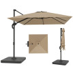 Parasol Jaumont inclinable rotatif 360° kaki anti-UV avec lest intégré