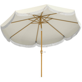 Parasol Terneval Inclinable Franges Protection UV Beige 269cm Jardin Balcon Extérieur