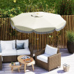Parasol Terneval Inclinable Franges Protection UV Beige 269cm Jardin Balcon Extérieur