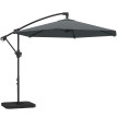 Parasol Zébreval déporté 3m anthracite avec base lestée et toile ventilée UPF30+