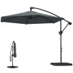 Parasol Zébreval déporté 3m anthracite avec base lestée et toile ventilée UPF30+