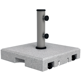 Pied Parasol Costanza Base Lestage Granit Gris 28kg Roulettes Poignée 32-48mm