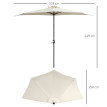 Parasol Ornavasso Balcon Terrasse Demi-Lune Crème Résistant UV