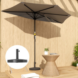 Pied parasol Hauteval lesté 9kg résine métal extérieur noir