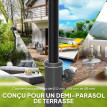 Pied parasol Hauteval lesté 9kg résine métal extérieur noir