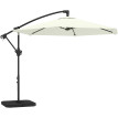 Parasol Ribabellosa déporté 3m crème avec base lestée et toile ventilée UPF30+