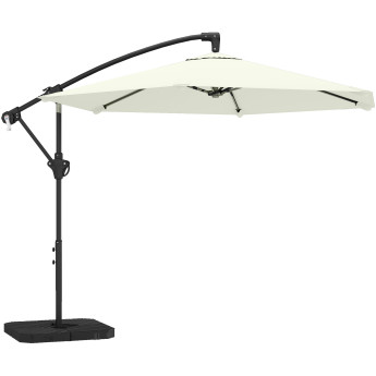Parasol Ribabellosa déporté 3m crème avec base lestée et toile ventilée UPF30+