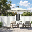 Parasol Ribabellosa déporté 3m crème avec base lestée et toile ventilée UPF30+