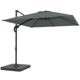 Parasol Kerseval déporté rotatif 360° inclinaison 5 positions gris foncé UV50+