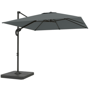 Parasol Kerseval déporté rotatif 360° inclinaison 5 positions gris foncé UV50+