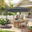 Parasol Kerseval déporté rotatif 360° inclinaison 5 positions gris foncé UV50+