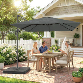 Parasol Kerseval déporté rotatif 360° inclinaison 5 positions gris foncé UV50+