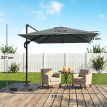 Parasol Kerseval déporté rotatif 360° inclinaison 5 positions gris foncé UV50+