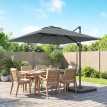 Parasol Kerseval déporté rotatif 360° inclinaison 5 positions gris foncé UV50+