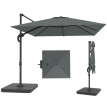 Parasol Kerseval déporté rotatif 360° inclinaison 5 positions gris foncé UV50+