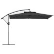 Parasol Matteo 3x3m Déporté Gris Résistant UV50+ Rotation 360° Manivelle