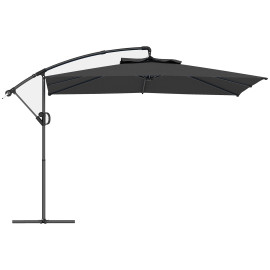 Parasol Matteo 3x3m Déporté Gris Résistant UV50+ Rotation 360° Manivelle
