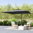 Parasol Matteo 3x3m Déporté Gris Résistant UV50+ Rotation 360° Manivelle