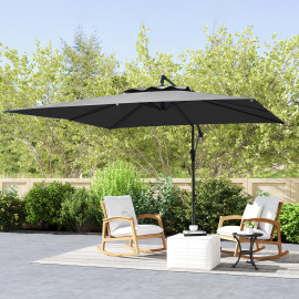 Parasol Matteo 3x3m Déporté Gris Résistant UV50+ Rotation 360° Manivelle