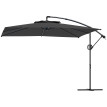 Parasol Matteo 3x3m Déporté Gris Résistant UV50+ Rotation 360° Manivelle