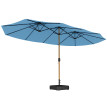 Parasol Altopiano Double Ombrage Extra-Large Résistant UV Bleu Noir Effet Bois 467x281 cm