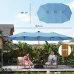Parasol Altopiano Double Ombrage Extra-Large Résistant UV Bleu Noir Effet Bois 467x281 cm