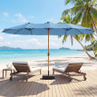 Parasol Altopiano Double Ombrage Extra-Large Résistant UV Bleu Noir Effet Bois 467x281 cm
