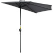 Parasol Elderwick Demi-Lune Gris Balcon Terrasse Anti-UV Manivelle Pratique