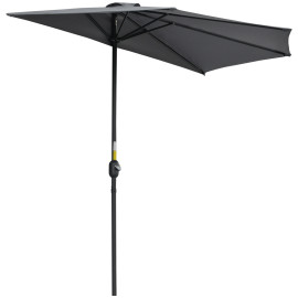 Parasol Elderwick Demi-Lune Gris Balcon Terrasse Anti-UV Manivelle Pratique