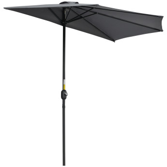 Parasol Elderwick Demi-Lune Gris Balcon Terrasse Anti-UV Manivelle Pratique