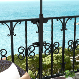 Porte-parasol Hazelwick fixation balcon réglable métal noir sans perçage 38-48mm