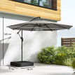 Parasol Bertrada Déporté Rotatif 360° Stable avec Sac de Sable Gris Anthracite