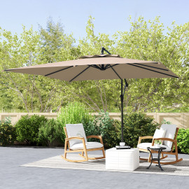 Parasol Caoimhe déporté 3x3m réglable anti-UV kaki haute résistance