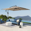 Parasol Caoimhe déporté 3x3m réglable anti-UV kaki haute résistance