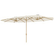 Parasol Dornbach XXL Exotique Manivelle Acier Effet Bois Tissu Beige 455 cm