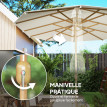 Parasol Dornbach XXL Exotique Manivelle Acier Effet Bois Tissu Beige 455 cm