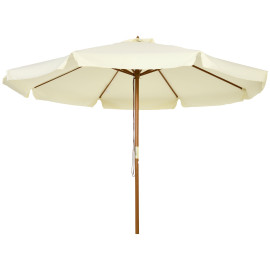 Parasol Fiona droit rond Ø325cm bois bambou beige protection soleil terrasse jardin