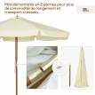 Parasol Fiona droit rond Ø325cm bois bambou beige protection soleil terrasse jardin