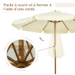 Parasol Fiona droit rond Ø325cm bois bambou beige protection soleil terrasse jardin