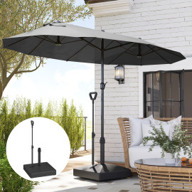 Pied de Parasol Busturia Lestable Roulettes HDPE Résistant Noir Jardin Terrasse Piscine