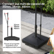 Pied de Parasol Busturia Lestable Roulettes HDPE Résistant Noir Jardin Terrasse Piscine