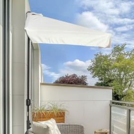 Parasol Terradillos Demi-Carré Balcon Résistant UV Crème Mât Démontable 2,3x1,3m