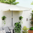 Parasol Terradillos Demi-Carré Balcon Résistant UV Crème Mât Démontable 2,3x1,3m