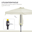 Parasol Terradillos Demi-Carré Balcon Résistant UV Crème Mât Démontable 2,3x1,3m