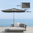 Toile Parasol Irmenold Remplacement 3x2m UPF50+ Gris Foncé Anti-UV Ventilée