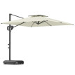 Parasol Ladislao déporté carré anti-UV 30+ avec base lestable couleur crème