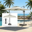 Parasol Ladislao déporté carré anti-UV 30+ avec base lestable couleur crème