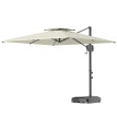 Parasol Ladislao déporté carré anti-UV 30+ avec base lestable couleur crème