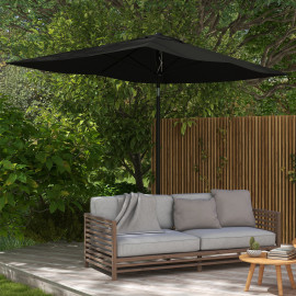 Parasol Teodosio inclinable anti-UV 50+ noir jardin terrasse piscine aluminium résistant