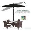Parasol Teodosio inclinable anti-UV 50+ noir jardin terrasse piscine aluminium résistant